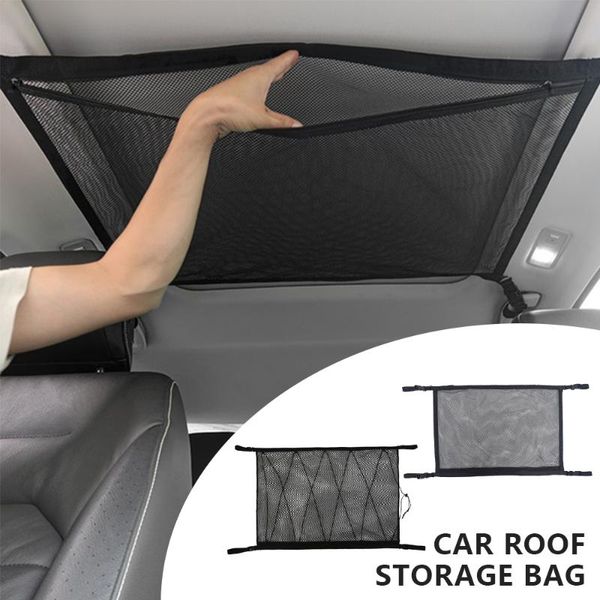 

car organizer ceiling storage net pocket roof bag interior cargo breathable mesh auto stowing tidying accessories