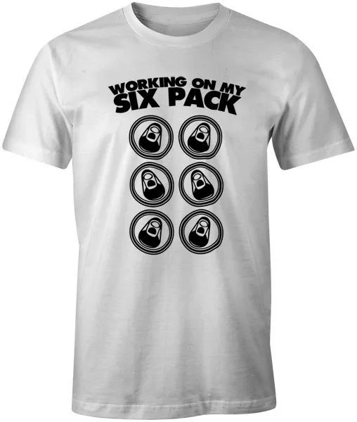 

working on my six pack funny drinking workout joke style t-shirt mens, White;black