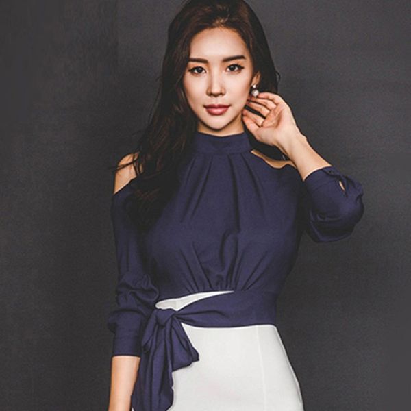 

zawfl shirt for women strapless lace beading hollow out blusas autumn long sleeve bandage blouse 210525, White