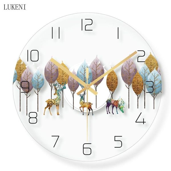 

wall clocks quiet forest tempered glass clockwall decor home