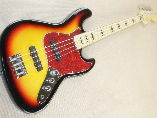 

four-string electric bass maple black square sun-setting body strings