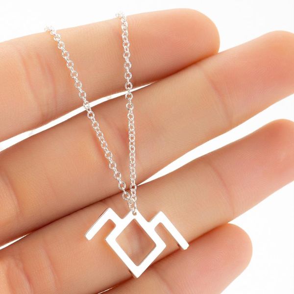 

pendant necklaces stainless steel couple simple twin peaks necklace geometric chain jewelry for women collar choker birthday present, Silver