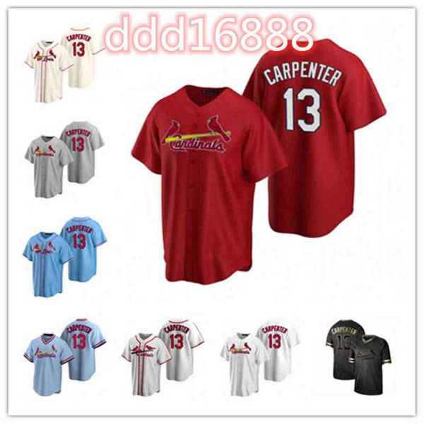 

2022 baseball jersey cardinal men women youth 13 matt carpenter customblank replica alternate blue white gray, Black