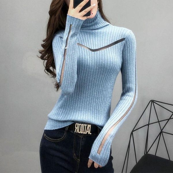 

women's sweaters 2021 spring autumn fashion women lady black/blue/yellow sweater pullovers turtleneck knit sw107, White;black