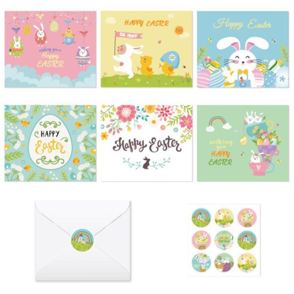 

greeting cards happy easter assortment with envelopes and stickers egg design spring note kids