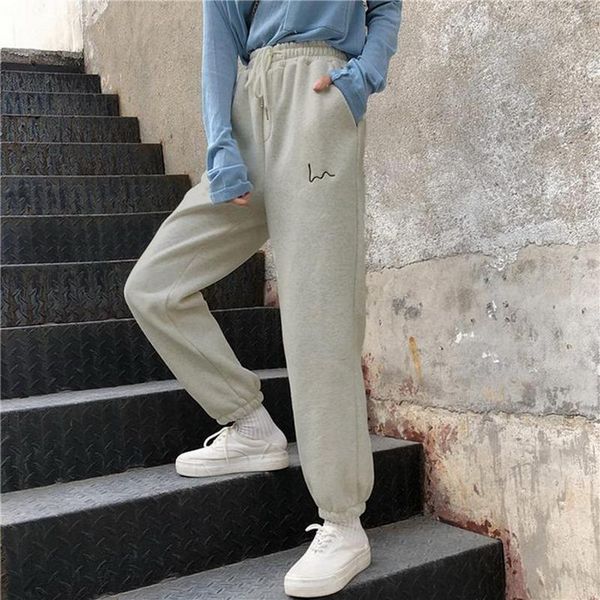 

woman loose sweatpants femme joggers high waist pants comfort basic casual fashion trousers 2021 korean sporty style women's & capris, Black;white