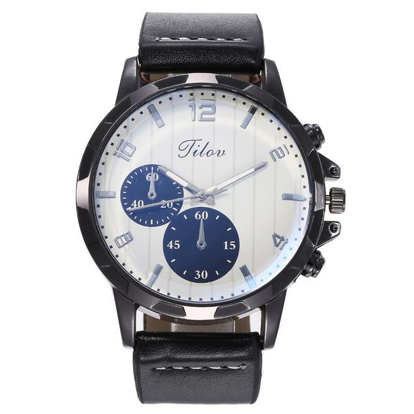 

quartz watch + cufflinks in stock men watches 5pcs / set boutique gift belt wallet tie large dial wristwatches, Slivery;brown