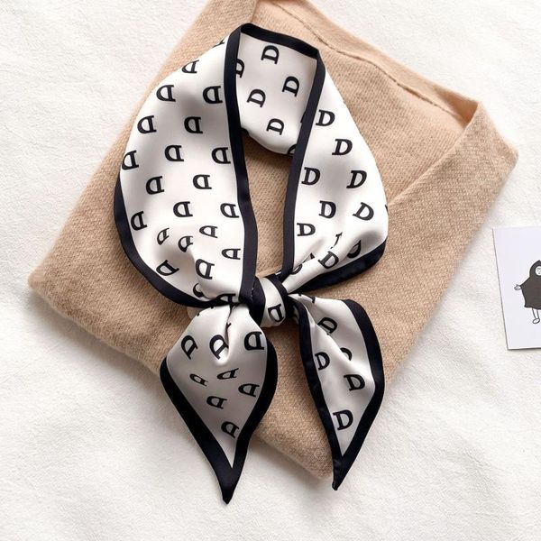 

scarves scarf foulard femmal hairband neck handle bag ribbon letter tie women skinny silk neckerchief accessories band, Blue;gray