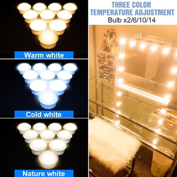 

wall lamp 3 colors led hollywood makeup bulb dimmable12v usb 2 6 10 14 pcs bulbs dimmable light dressing table