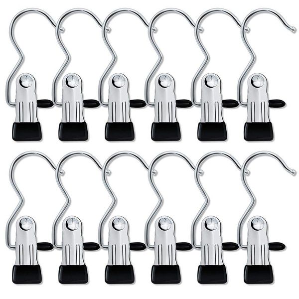 

clothing & wardrobe storage 12 pcs,portable laundry hook hanging clothes pins stainless steel travel home boot hanger hold clips