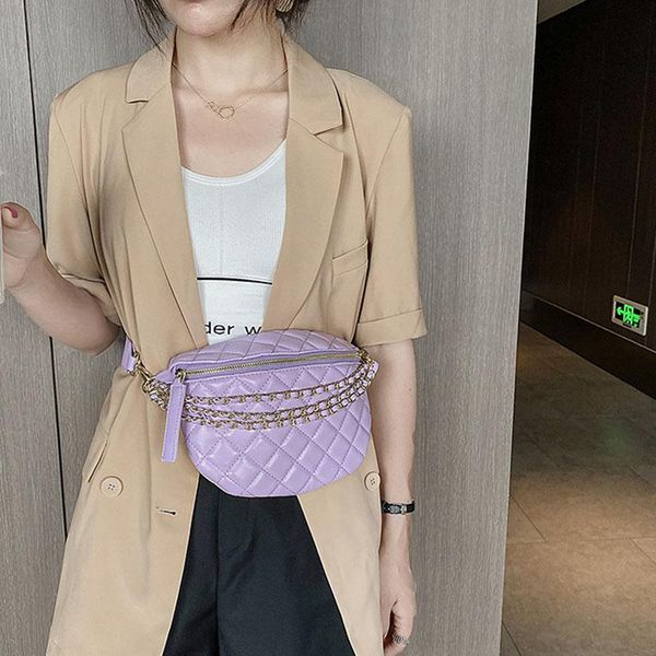 

trend women waist bag luxury chain chest bags fanny pack fashion leather belt girl phone crossbody packs