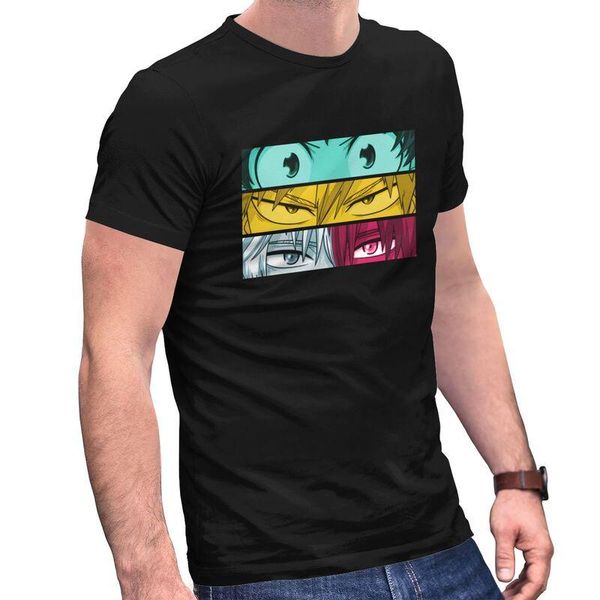 

men's t-shirts manga anime eye so todoroki tshirt men short sleeves t shirt boku no hero academia deku izuku midoriya t-shirt cotton te, White;black