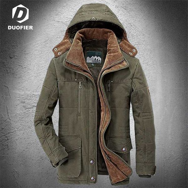 Herren Winterjacke Parka Mittellang Plus Samt Dicke Warme Jacken mit mehreren Taschen Solide Parkas Männlicher Mantel Große Größe Kleidung 211110