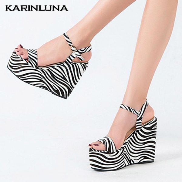 

karin 2021 arrivals large size 43 women pumps super high wedges platform shoes summer casual woman sandals, Black