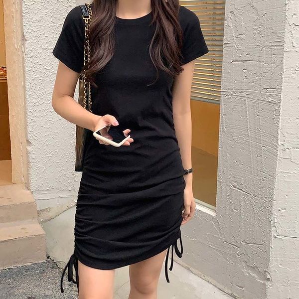 

summer short female mini-dress stylish the-neck feminine dress 2021, Black;gray