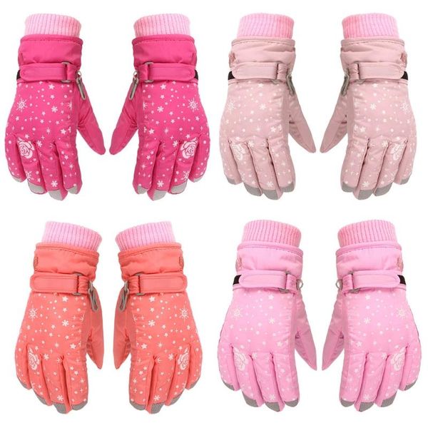 

children's mittens children skiing cycling gloves thick warm waterproof windproof outdoor sports snowboard for kids girls boys, White