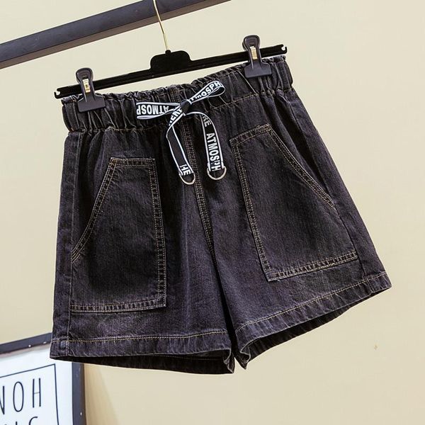 

fashion mid waist shorts for women's jeans hole summer womens black pockets big size denim, Blue