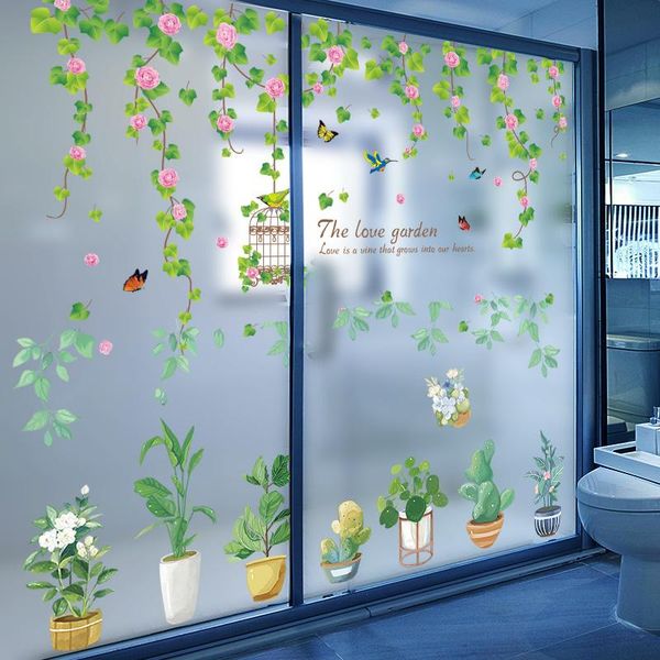 

wall stickers [shijuehezi] potted plant sticker diy flower vines decals for living room kitchen nursery home decoration accessories