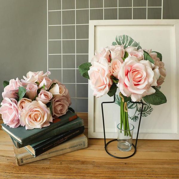 

pink silk peony artificial flowers rose wedding home diy decor big bouquet accessories craft white fake flower decorative & wre