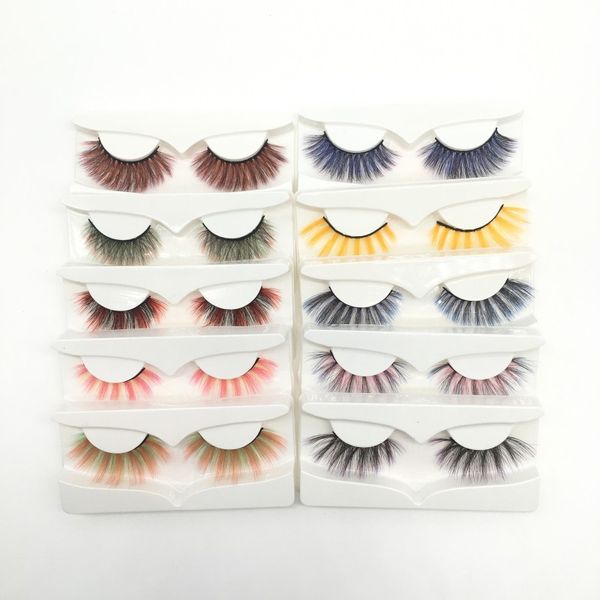 Novo Design Rótulo Privado Colorido Faux Mink Eyelashes Vendor Atraente Colorido Colorido Makeup Arco-íris Arco-íris