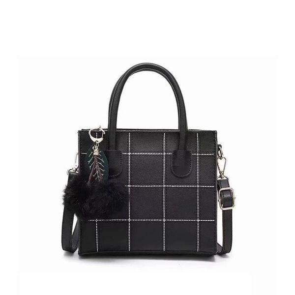 

evening bags 2021 for women.urban simple messenger shoulder bag. fur ball ornaments tote plaid mobile wallet women's handbag.