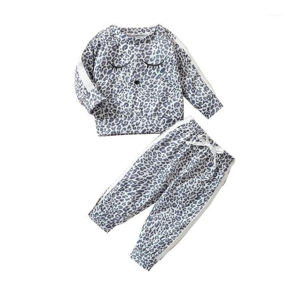 

clothing sets baby girls cute clothes set leopard pirnted long sleeve +tie knot pants casual homewear 2pcs autumn spring kids 0-3 years, White