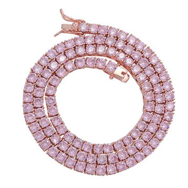 

fashion bling zircon 4mm tennis chain necklace for women rose gold crystal chain necklaces rapper rock jewelry, Silver