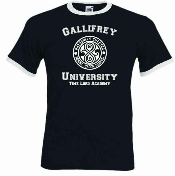 

dr who t-shirt, gallifrey university the doctor mens funny tee adults, White;black