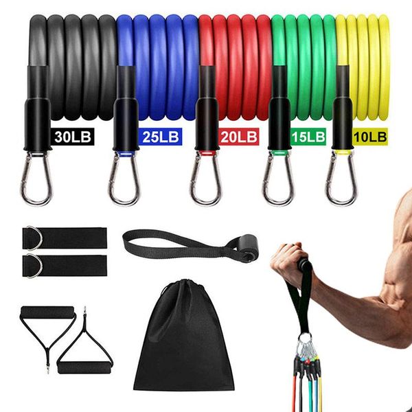 

resistance bands 11pcs/set fitness latex tubes pull rope door anchor gym muscle strength body training bandas elasticas