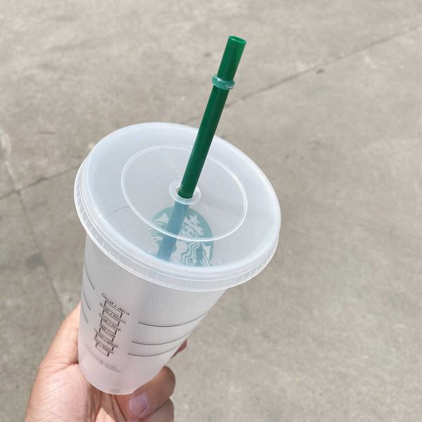 

mermaid goddess starbucks 24oz/710ml plastic mugs tumbler reusable clear drinking flat bottom pillar shape lid straw cupshnkf