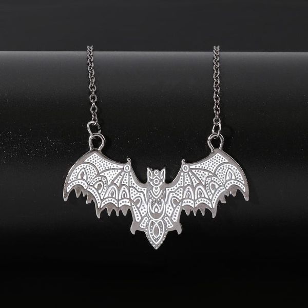 

pendant necklaces vampire bat necklace vintage antiquity magic spell night punk mystery animal choker for man women chain jewelry, Silver