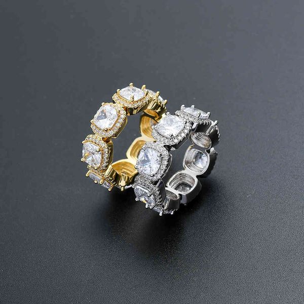 

ring hip hop with micro set zircon 9mm square, Silver