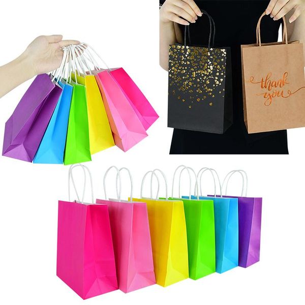 

gift wrap 6pcs multifunction color paper bag portable niello wedding birthday party shopping bags kraft