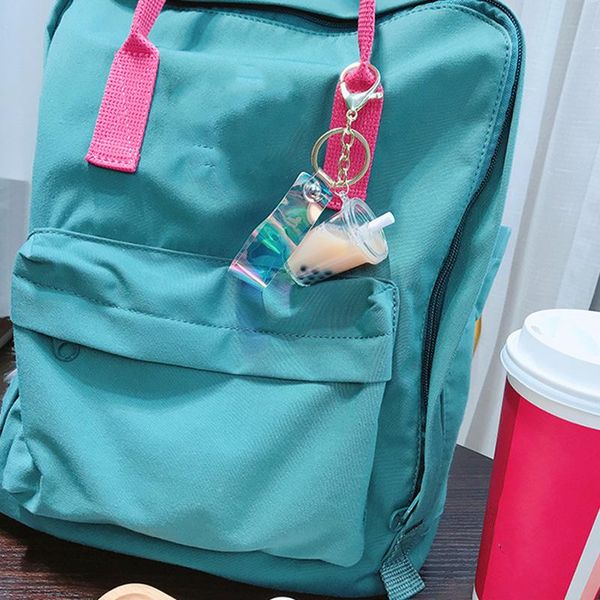 

keychains wholesale cute key pendant pearl milk tea keychain simulation drink small chain bag llaveros para mujer, Silver