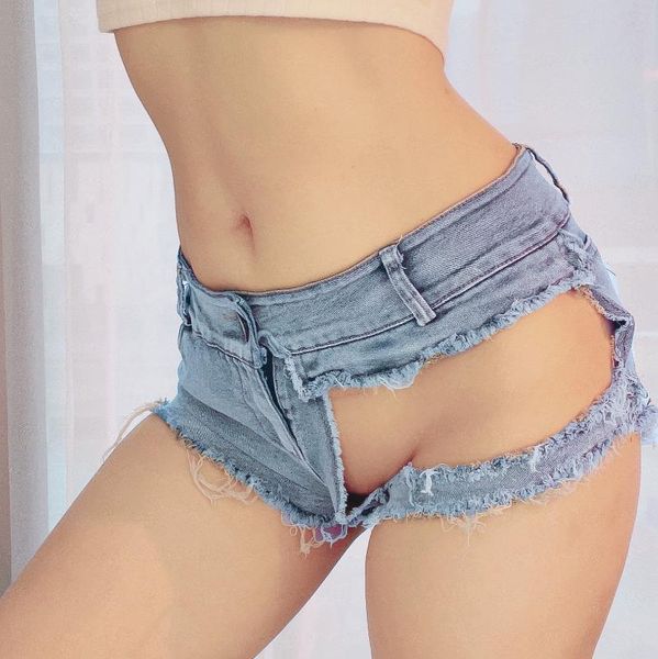 

women's jeans 2021 european and american stretch denim shorts pants low waist bar nightclub clothing, Blue
