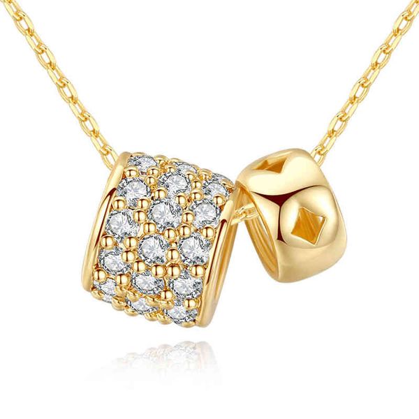 Nuova catena appendiabiti a doppia sfera color oro alla moda con zirconi per regali bijoux a catena da donna