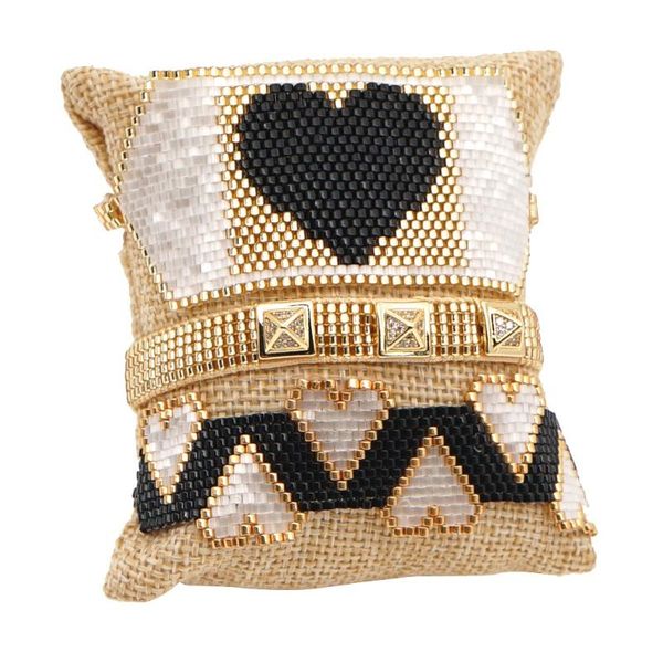 

charm bracelets go2boho mexican heart bracelet women 2021 miyuki bead handmade jewelry ladies fashion friends gift jewellery wholesale, Golden;silver