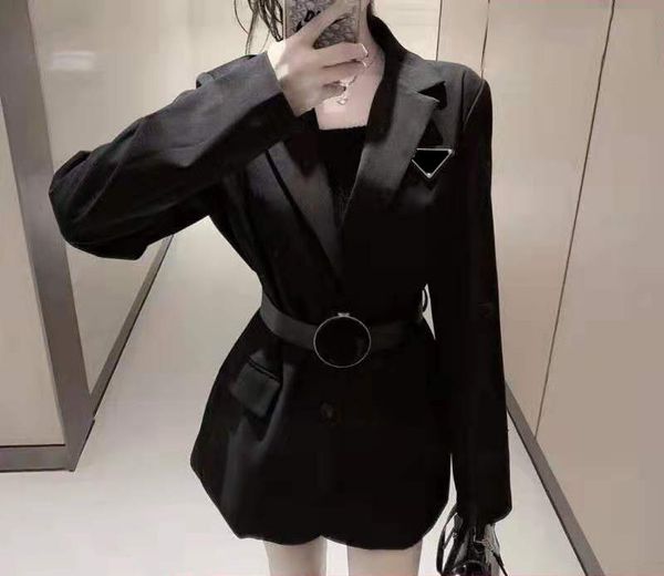 

women jacket autumn spring style slim with belt for lady jackets outwear coat windbreaker with button classical clothing s, Black;brown