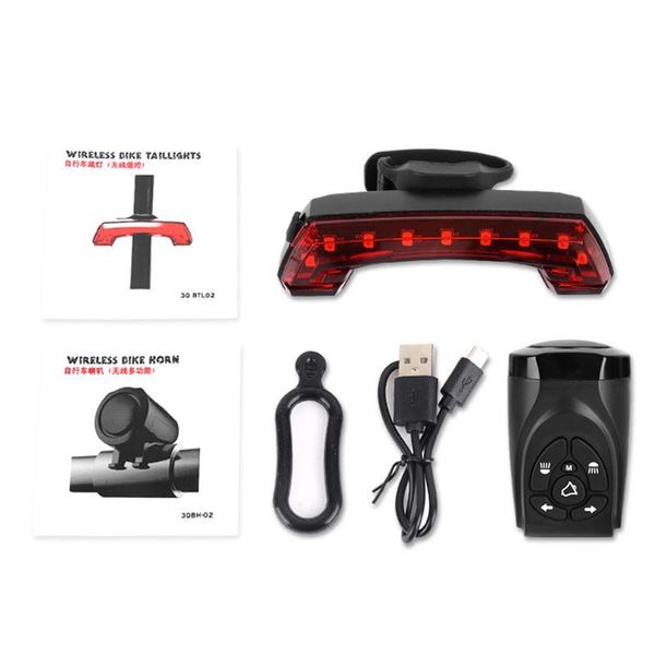 

bike lights usb charging taillights riding bicycle wireless remote control steering with electric bell quick delivery