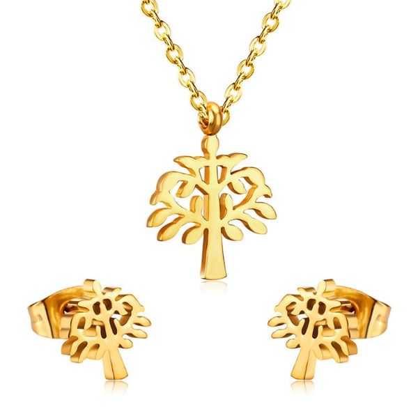 

earrings & necklace 100% stainless steel simple fashion bow pendant earring set joias femininas conjuntos, Silver