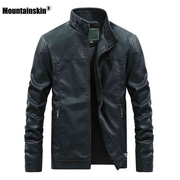 

mountain 2021 new men's leather et autumn winter pu coats men brand clothing fashion busins outerwear male coat sa710, Black