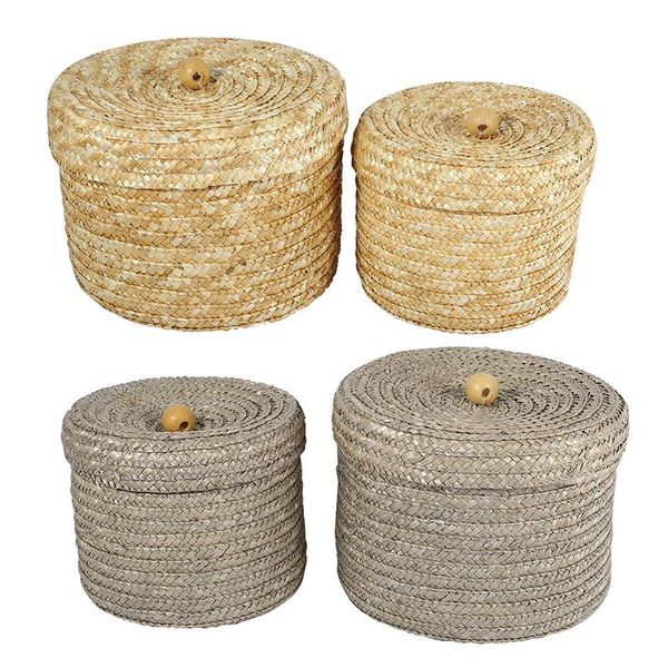 

storage baskets handmade straw woven basket with lid snack organizer box laundry rattan flower baske