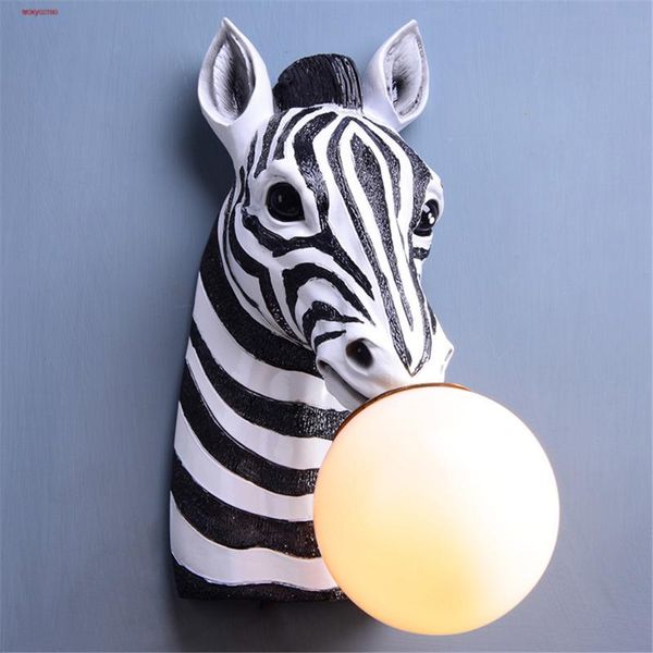 

children's room striped horse resin glass ball led wall lamp for bedroom bedside hallway corridor el art deco sconce lights