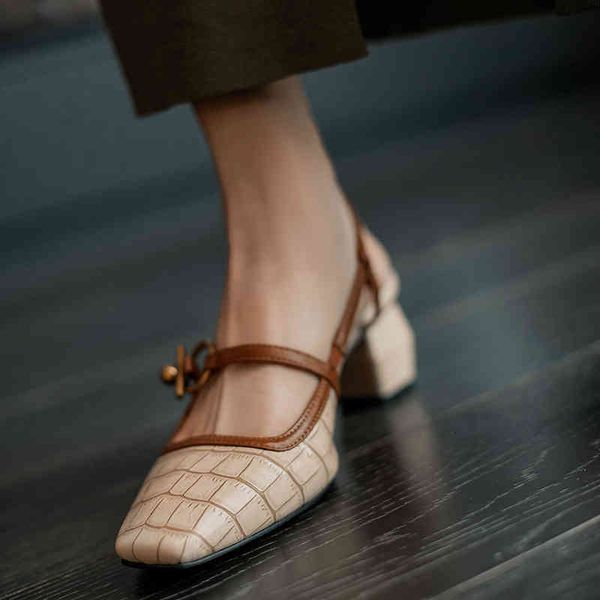 

thick sandals leather spring/summer genuine women's shoes square toe buckle belts sandals mary jane bsdl, Black