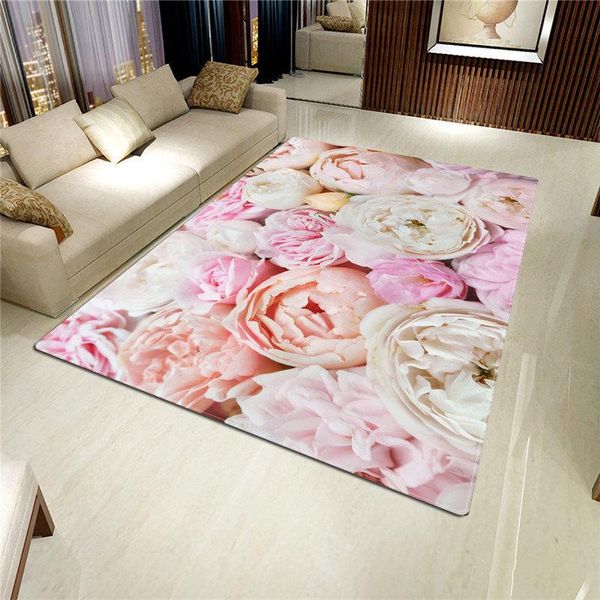 

carpets rose carpet 3d living room tapestry bathroom non-slip absorbent pad kitchen home decoration door mat custom