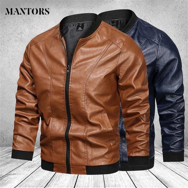 Motorradjacke Männer Punk Herbst Mode Lässig Pu Lederjacke Herren Markenkleidung Reißverschluss Windjacke Bomber Ledermantel 211110