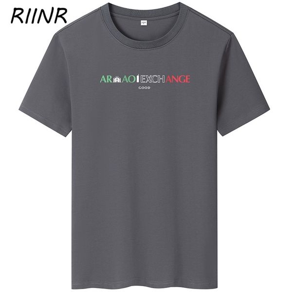 

riinr summer men's t-shirt letters colorblock print round neck solid color large size t shirt men s-6xl 210721, White;black