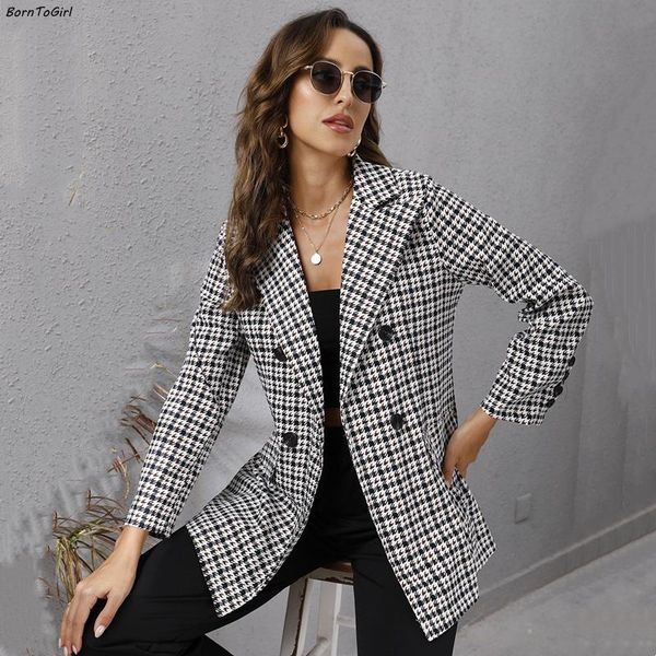 

women's jackets borntogirl autumn winter vintage grid jacket coats women casual black white cardigan basic outerwear, Black;brown