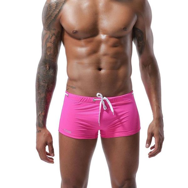 

underpants 2021 drawstring men surf beach boxer shorts low waist tether mesh elasticswimwear male swimming trunks panties, Black;white
