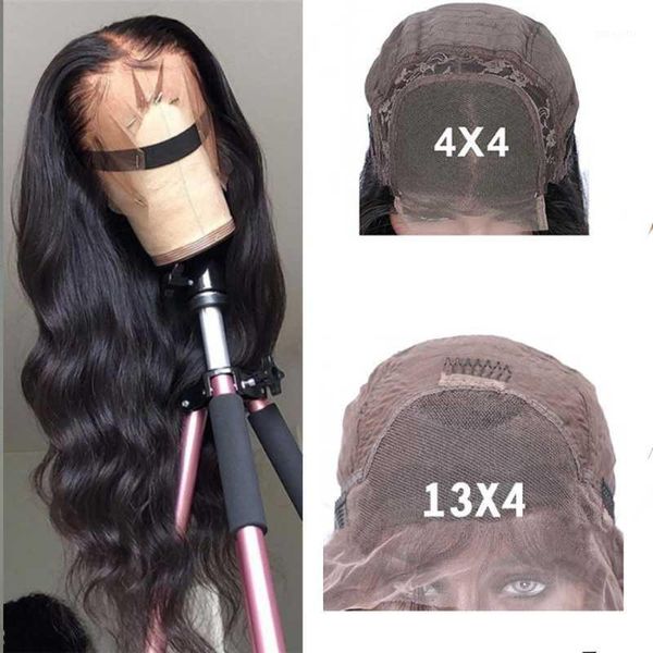 

body wave closure wig human hair 13x4 lace front 30 inch brazilian 4x4 remy 150%1, Black;brown